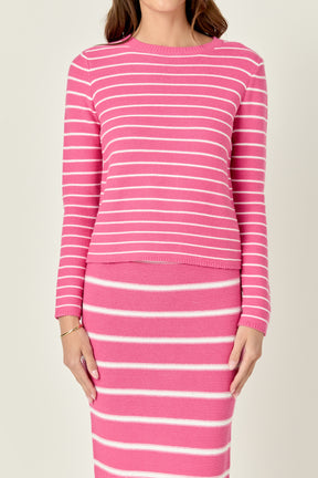 ENGLISH FACTORY - English Factory - Round-neck Long Sleeve Striped Sweater - SWEATERS & KNITS available at Objectrare