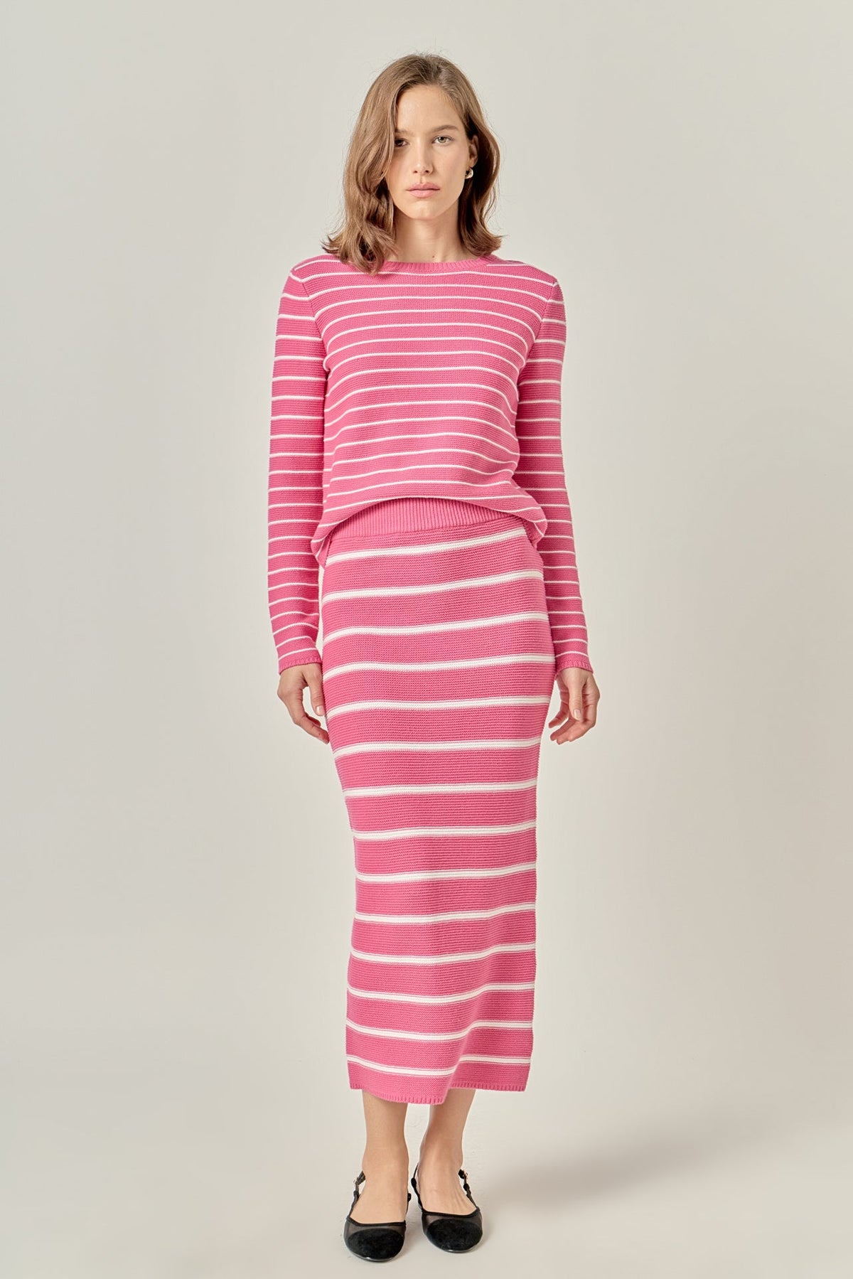 ENGLISH FACTORY - Round-neck Long Sleeve Striped Sweater - SWEATERS & KNITS available at Objectrare