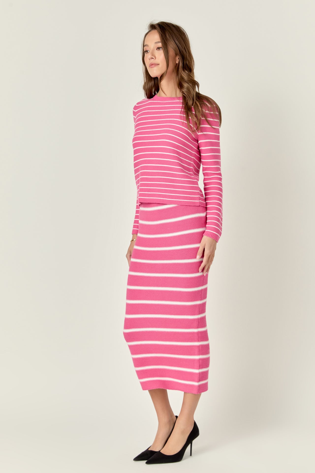 ENGLISH FACTORY - English Factory - Stripe Knit Midi Skirt - SKIRTS available at Objectrare