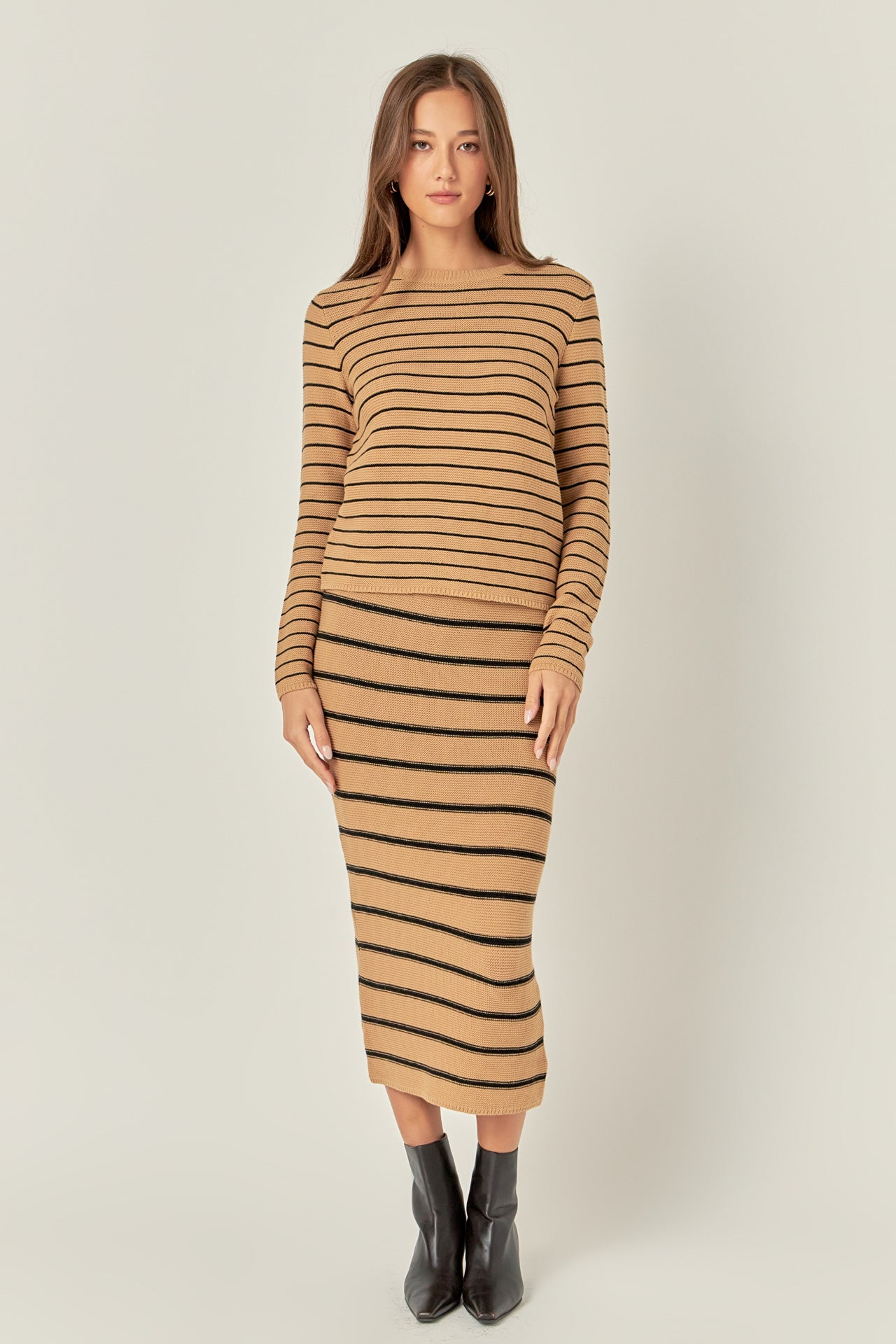 ENGLISH FACTORY - English Factory - Stripe Knit Midi Skirt - SKIRTS available at Objectrare