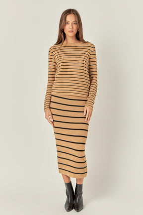 ENGLISH FACTORY - English Factory - Stripe Knit Midi Skirt - SKIRTS available at Objectrare