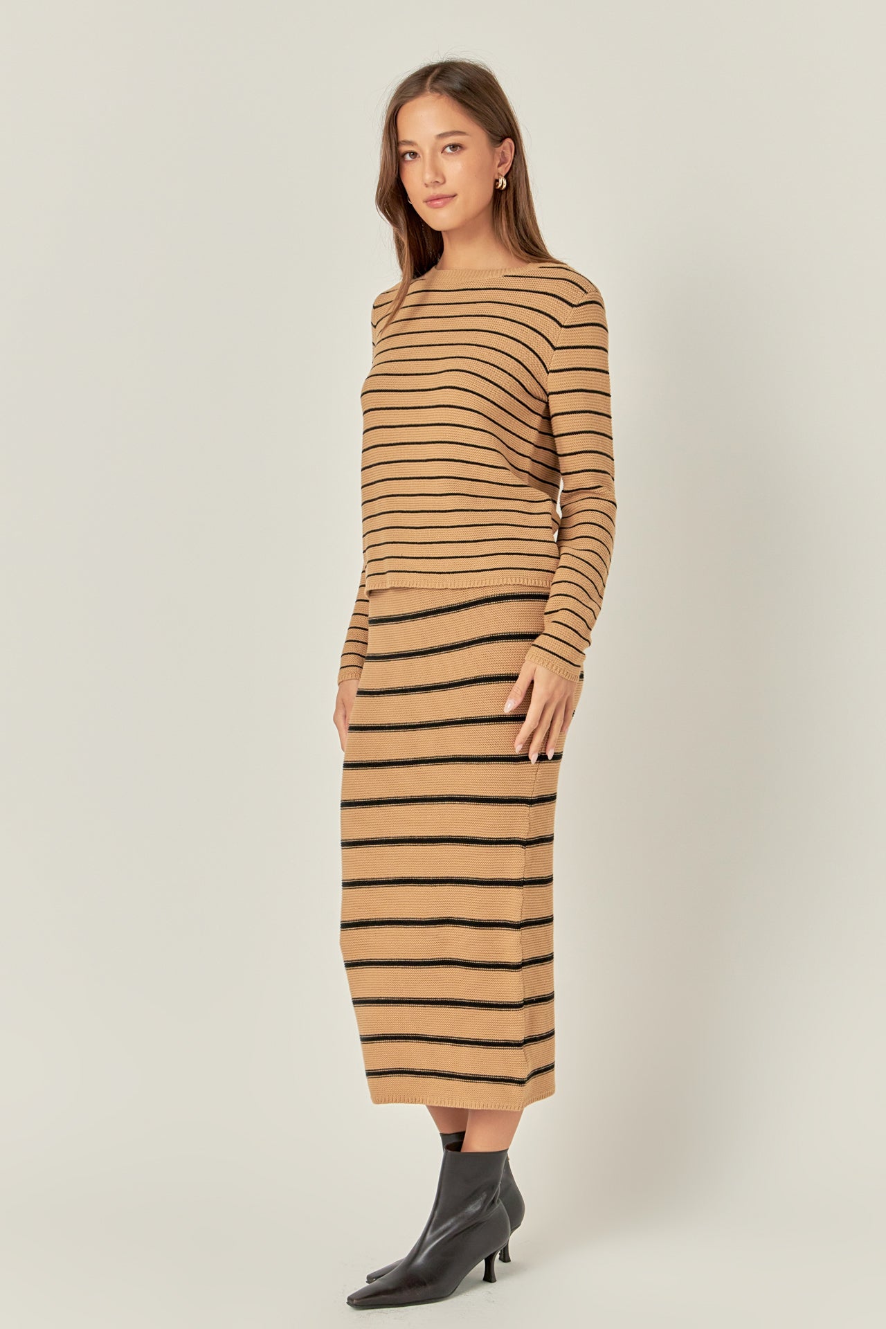 ENGLISH FACTORY - English Factory - Stripe Knit Midi Skirt - SKIRTS available at Objectrare