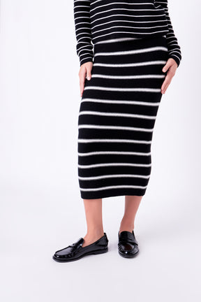 ENGLISH FACTORY - Stripe Knit Midi Skirt - SKIRTS available at Objectrare