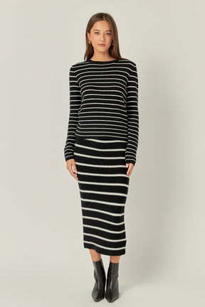 ENGLISH FACTORY - English Factory - Stripe Knit Midi Skirt - SKIRTS available at Objectrare