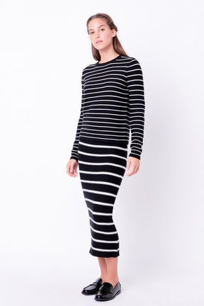 ENGLISH FACTORY - Stripe Knit Midi Skirt - SKIRTS available at Objectrare