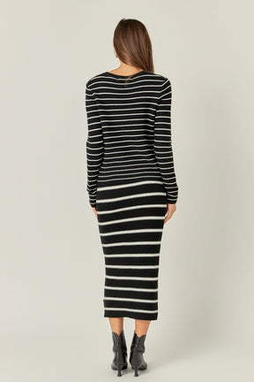 ENGLISH FACTORY - English Factory - Stripe Knit Midi Skirt - SKIRTS available at Objectrare