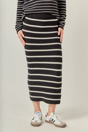 ENGLISH FACTORY - Stripe Knit Midi Skirt - SKIRTS available at Objectrare