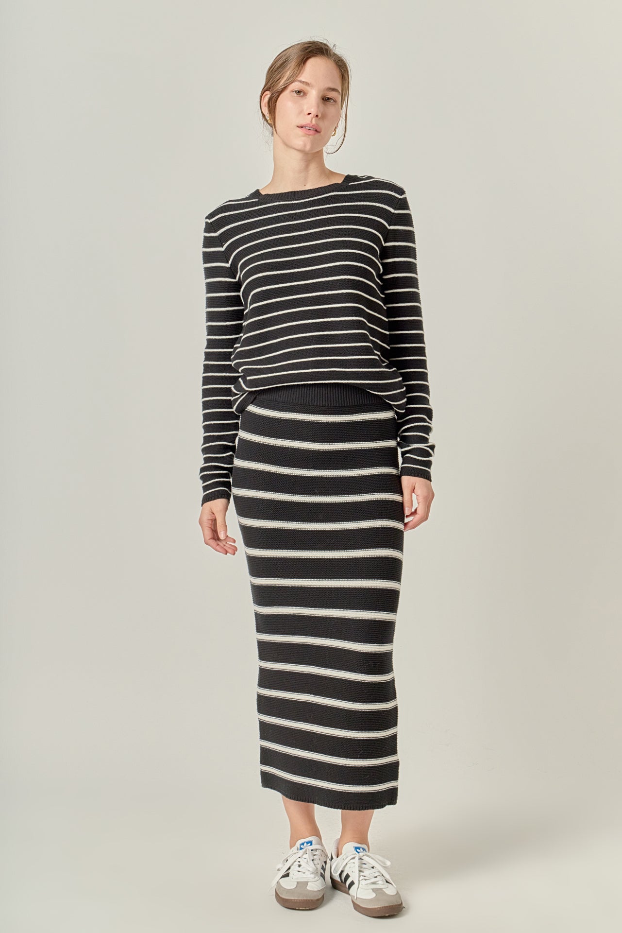 ENGLISH FACTORY - Stripe Knit Midi Skirt - SKIRTS available at Objectrare