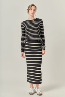 ENGLISH FACTORY - Stripe Knit Midi Skirt - SKIRTS available at Objectrare
