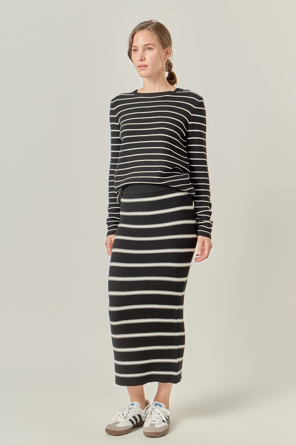 ENGLISH FACTORY - Stripe Knit Midi Skirt - SKIRTS available at Objectrare