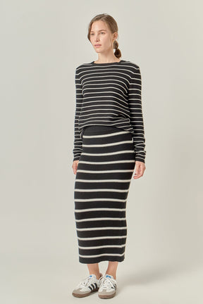ENGLISH FACTORY - Stripe Knit Midi Skirt - SKIRTS available at Objectrare