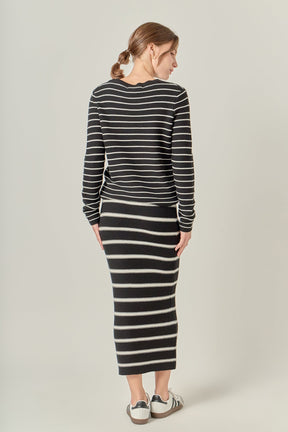 ENGLISH FACTORY - Stripe Knit Midi Skirt - SKIRTS available at Objectrare