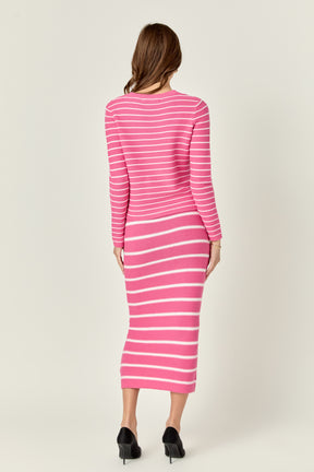 ENGLISH FACTORY - English Factory - Stripe Knit Midi Skirt - SKIRTS available at Objectrare