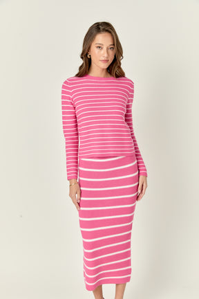 ENGLISH FACTORY - English Factory - Stripe Knit Midi Skirt - SKIRTS available at Objectrare