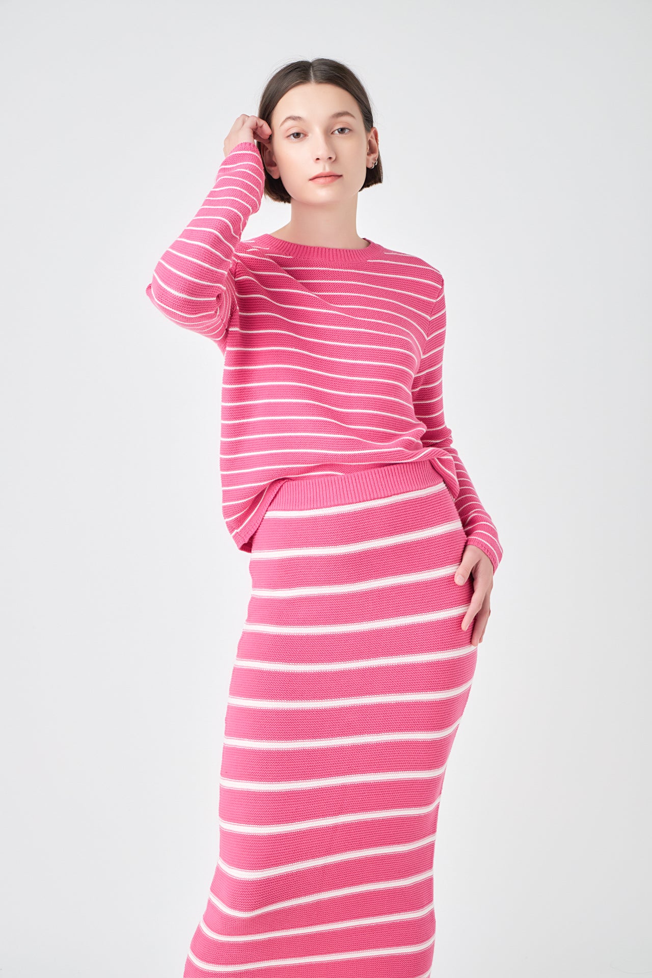 ENGLISH FACTORY - Stripe Knit Midi Skirt - SKIRTS available at Objectrare