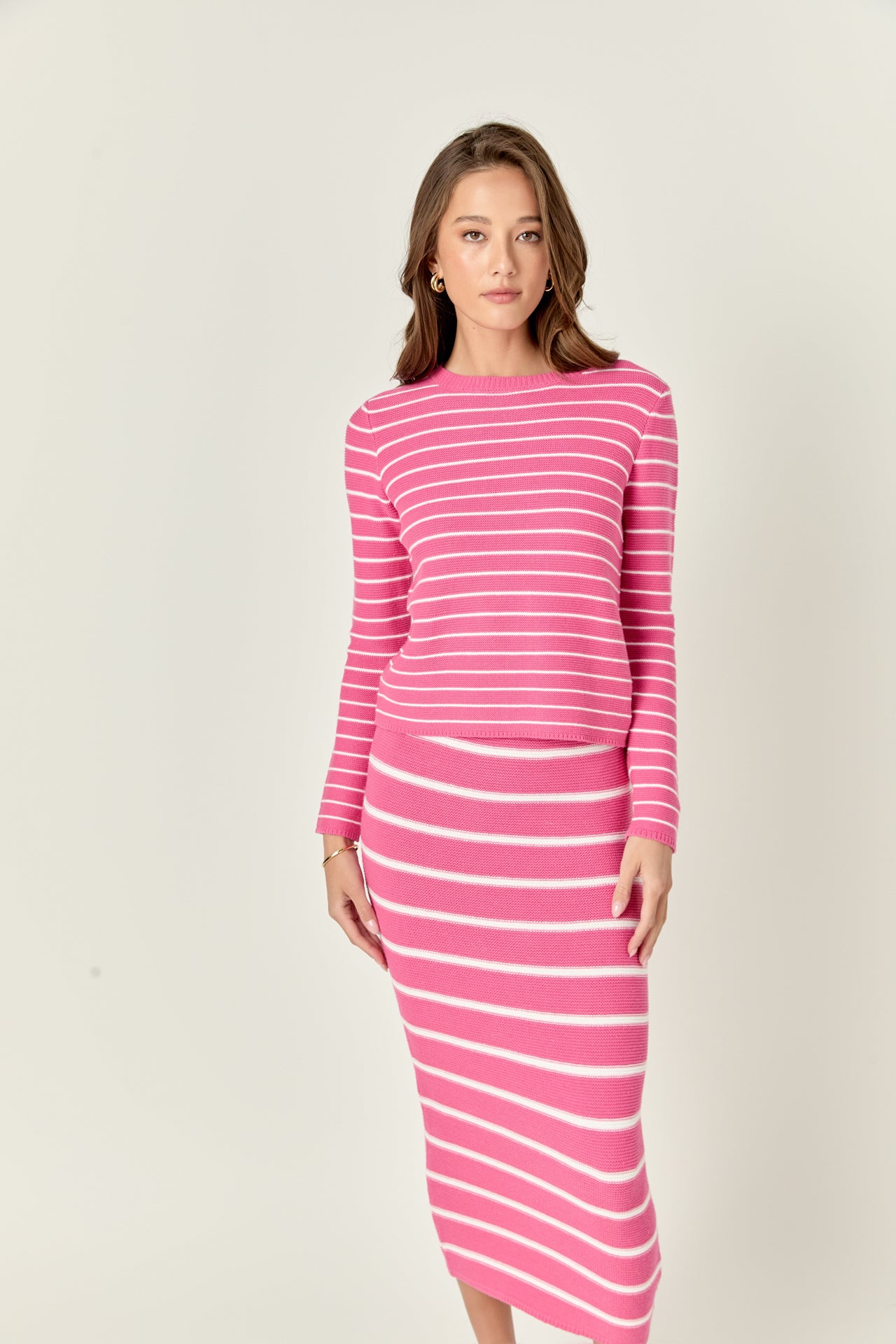 ENGLISH FACTORY - English Factory - Stripe Knit Midi Skirt - SKIRTS available at Objectrare