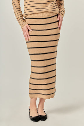 ENGLISH FACTORY - Stripe Knit Midi Skirt - SKIRTS available at Objectrare