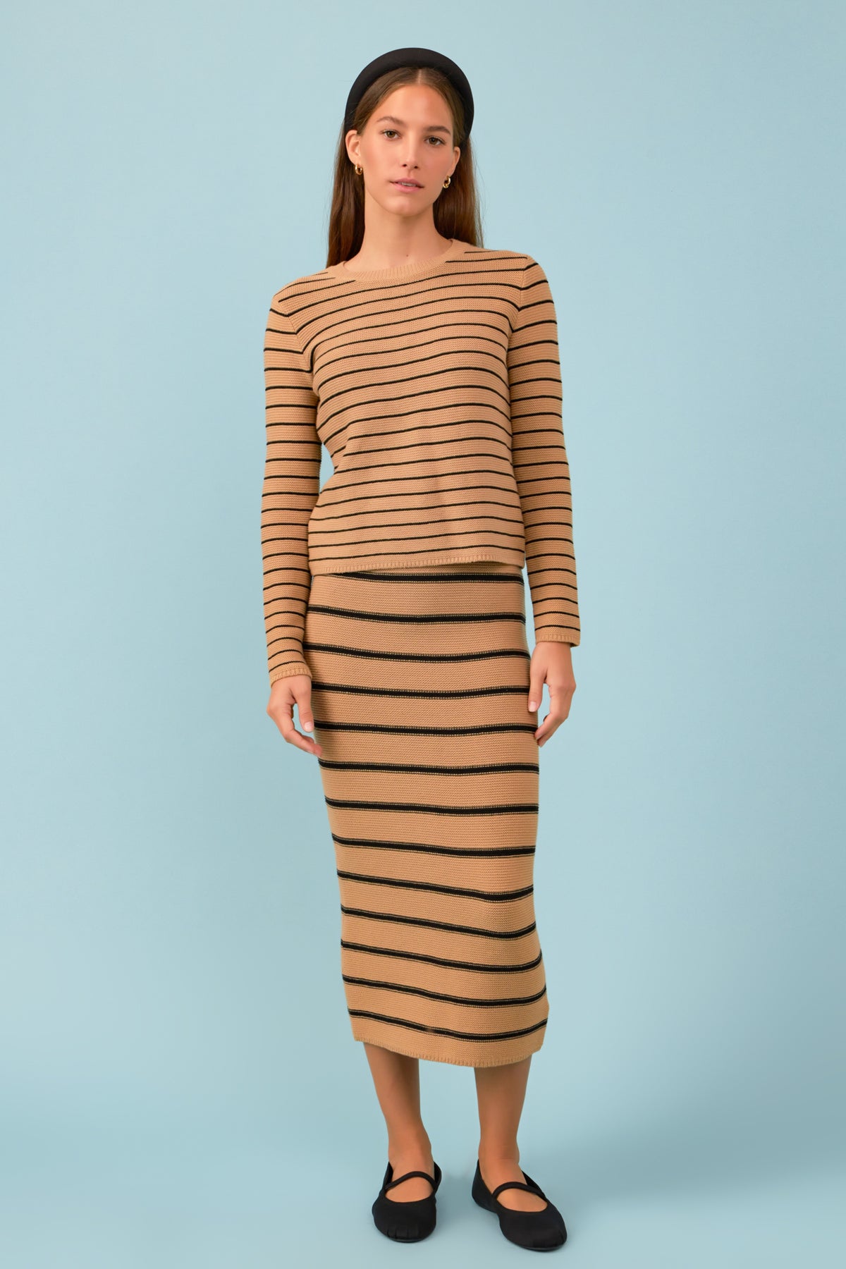 ENGLISH FACTORY - Stripe Knit Midi Skirt - SKIRTS available at Objectrare