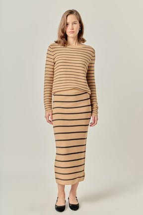 ENGLISH FACTORY - Stripe Knit Midi Skirt - SKIRTS available at Objectrare