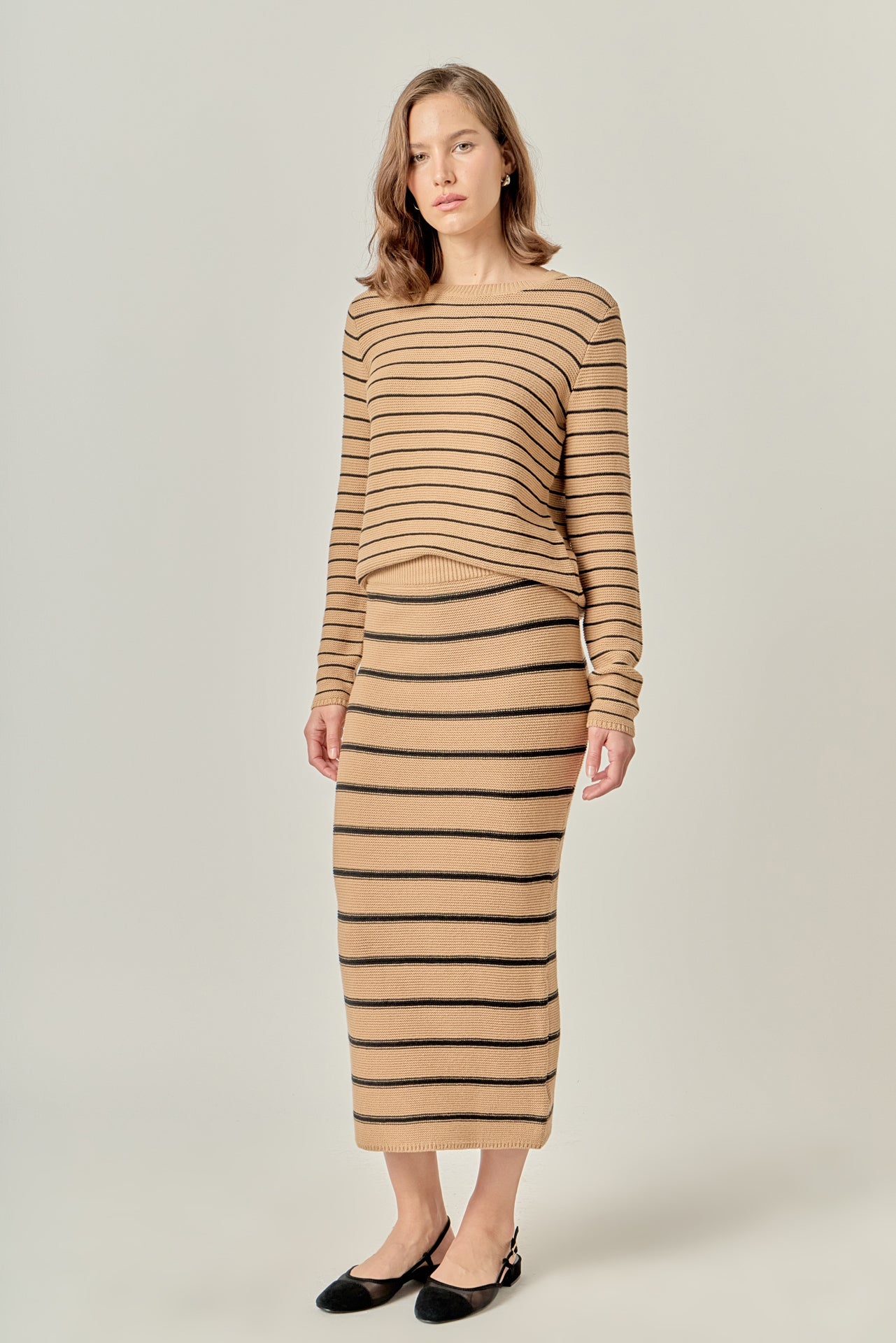 ENGLISH FACTORY - Stripe Knit Midi Skirt - SKIRTS available at Objectrare