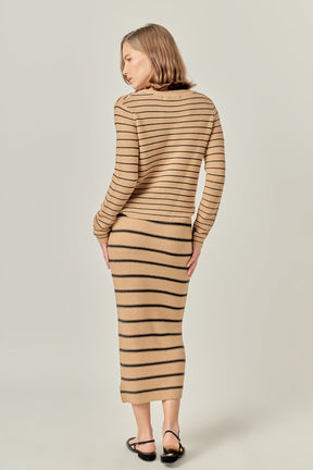ENGLISH FACTORY - Stripe Knit Midi Skirt - SKIRTS available at Objectrare