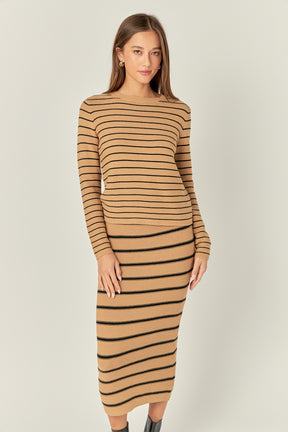 ENGLISH FACTORY - Stripe Knit Midi Skirt - SKIRTS available at Objectrare