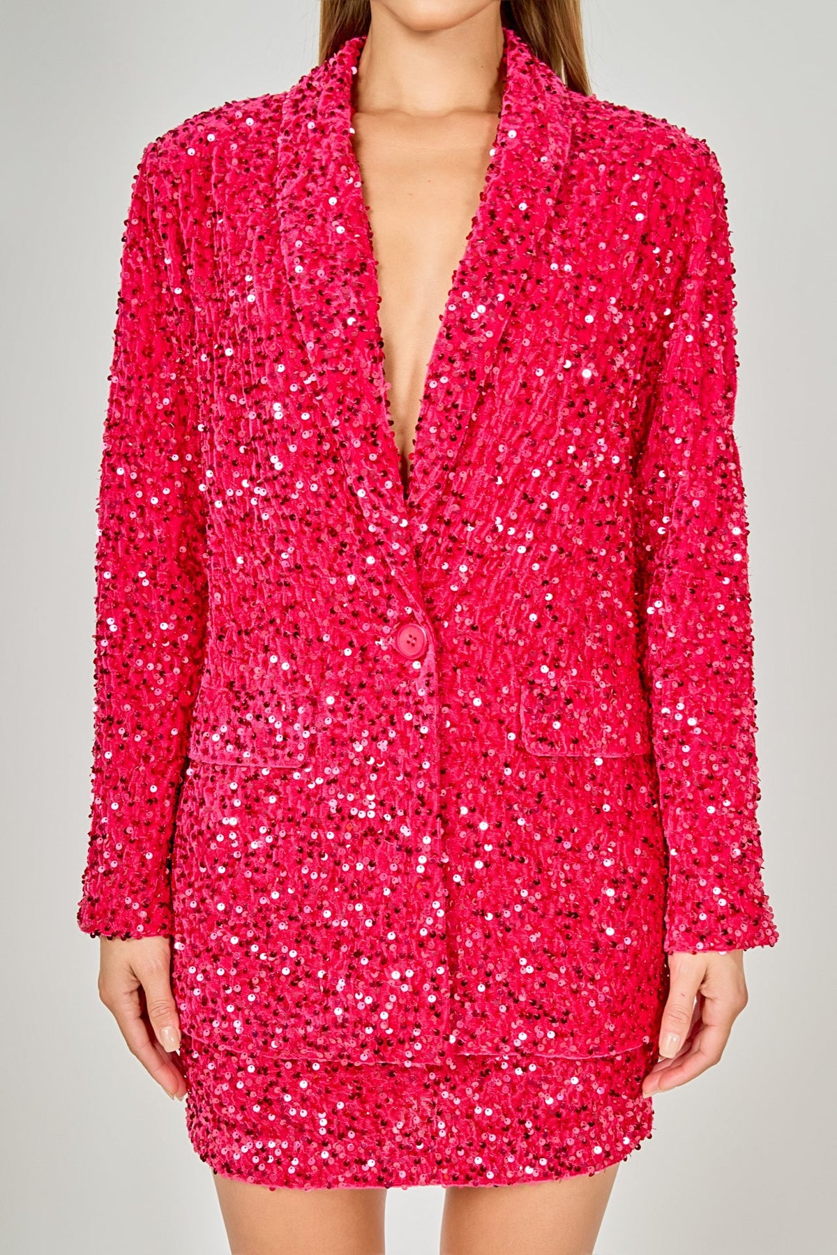 ENDLESS ROSE - Sequins Velvet Blazer - BLAZERS available at Objectrare