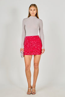 ENDLESS ROSE - Sequins Velvet Skirt - SKIRTS available at Objectrare