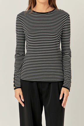 ENGLISH FACTORY - Striped Knit Sweater - SWEATERS & KNITS available at Objectrare