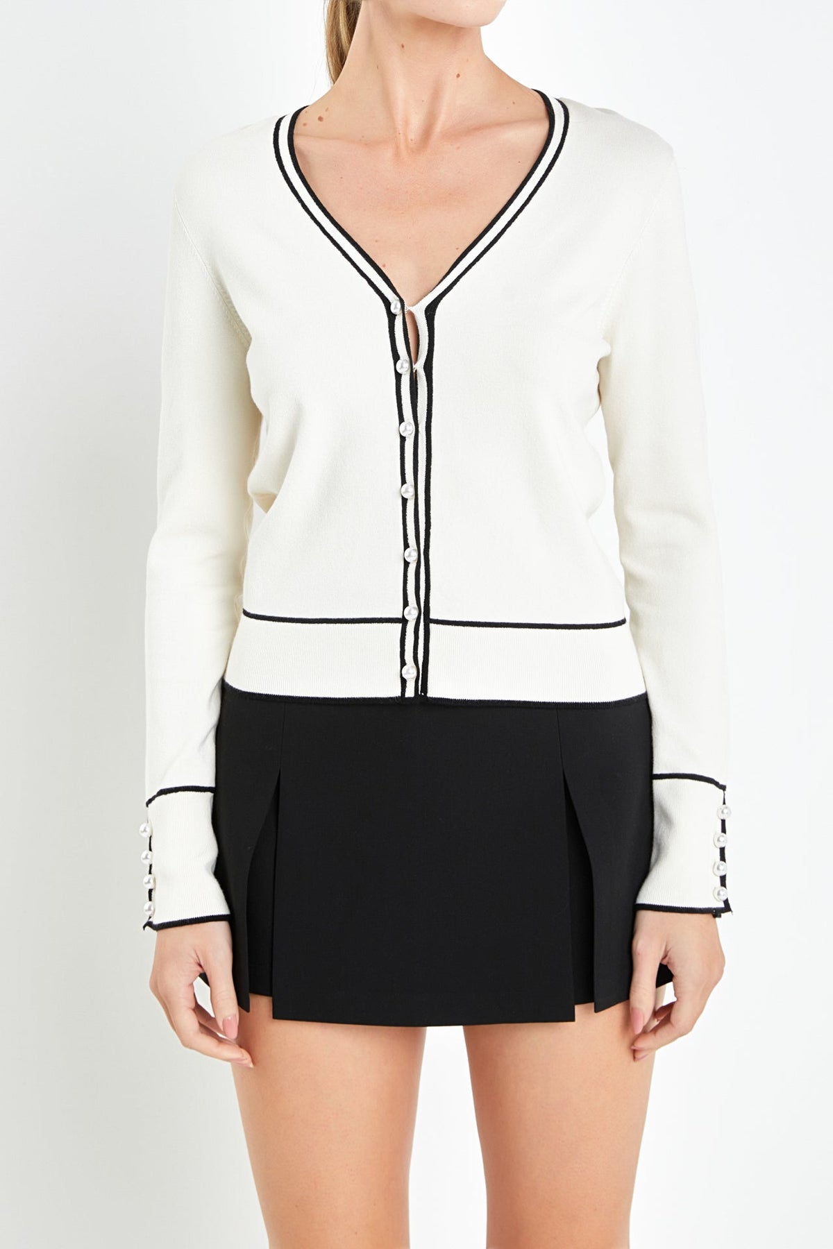 ENGLISH FACTORY - Pearl Button Knit Cardigan - SWEATERS & KNITS available at Objectrare