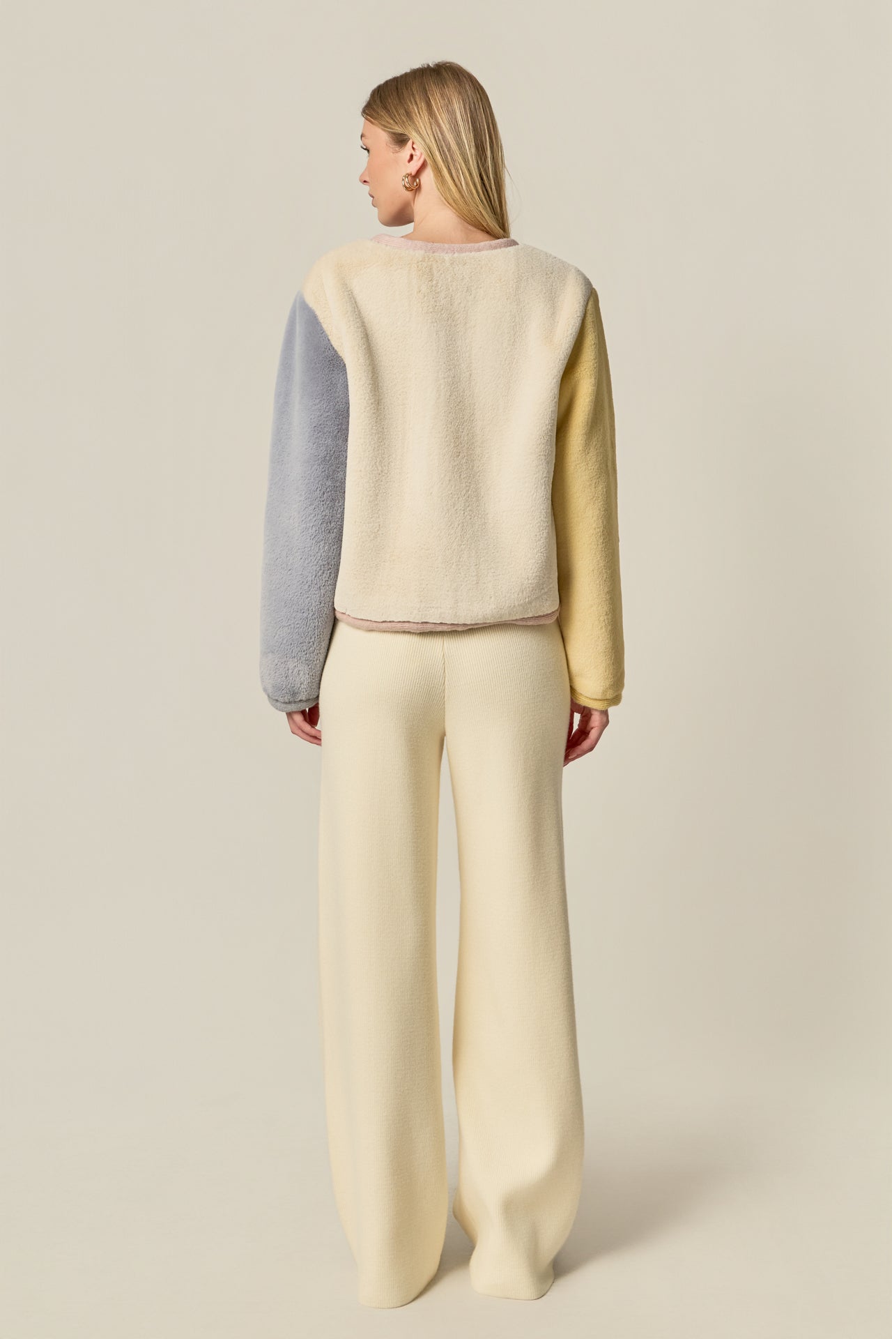 ENGLISH FACTORY - Colorblock Faux Fur Jacket - JACKETS available at Objectrare