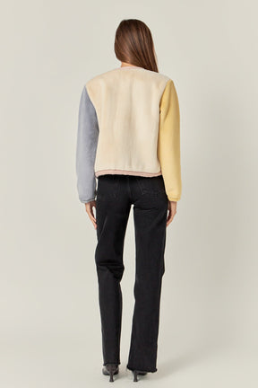 ENGLISH FACTORY - Colorblock Faux Fur Jacket - JACKETS available at Objectrare