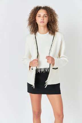 ENDLESS ROSE - Pearl Trim Knit Cardigan - JACKETS available at Objectrare