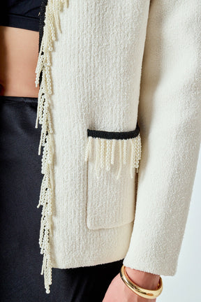 ENDLESS ROSE - Pearl Trim Knit Cardigan - JACKETS available at Objectrare