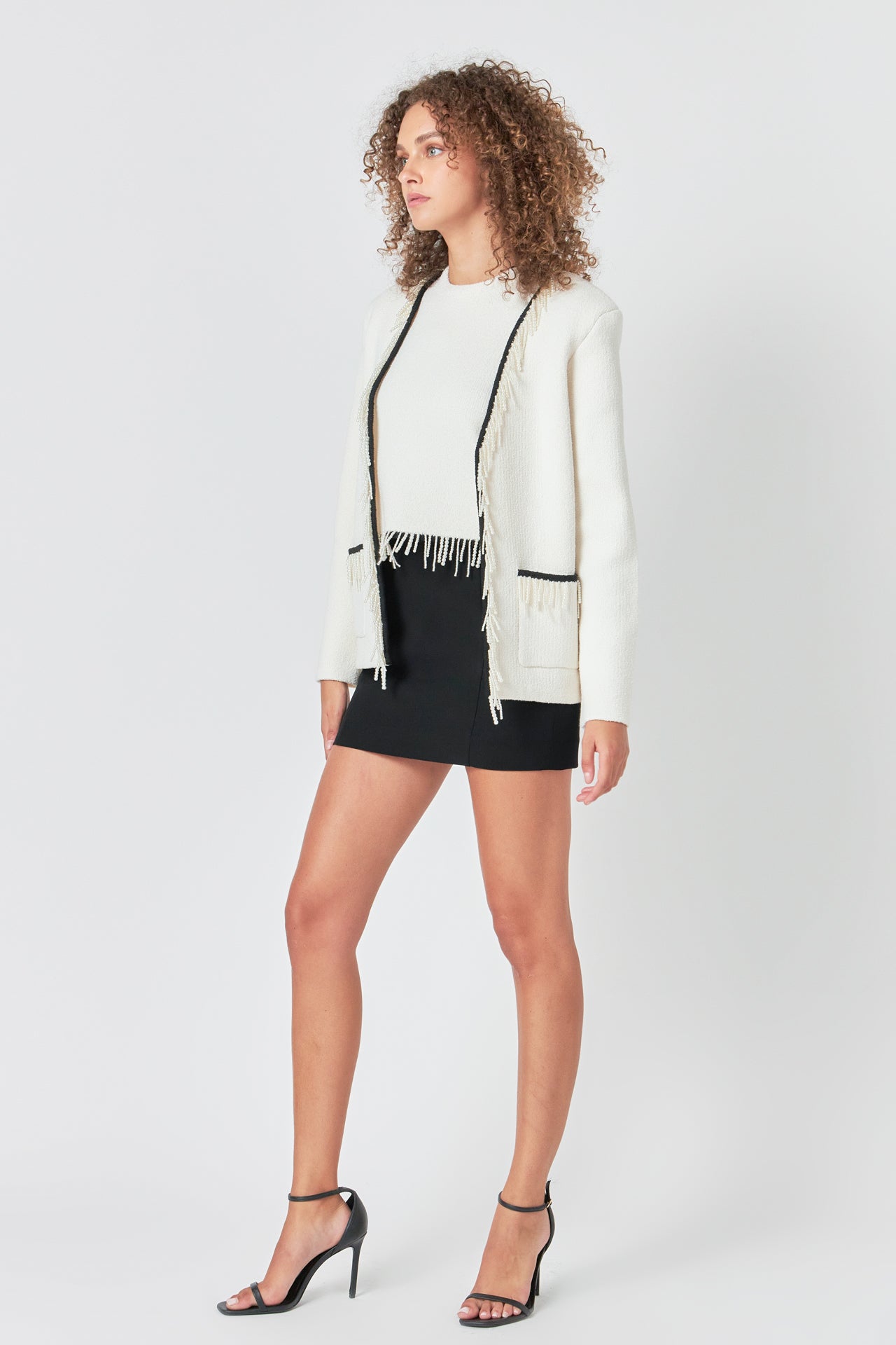 ENDLESS ROSE - Pearl Trim Knit Cardigan - JACKETS available at Objectrare