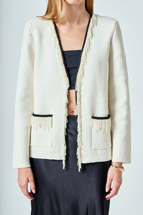ENDLESS ROSE - Pearl Trim Knit Cardigan - JACKETS available at Objectrare