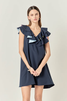 Multi Color Contrast Mini Dress