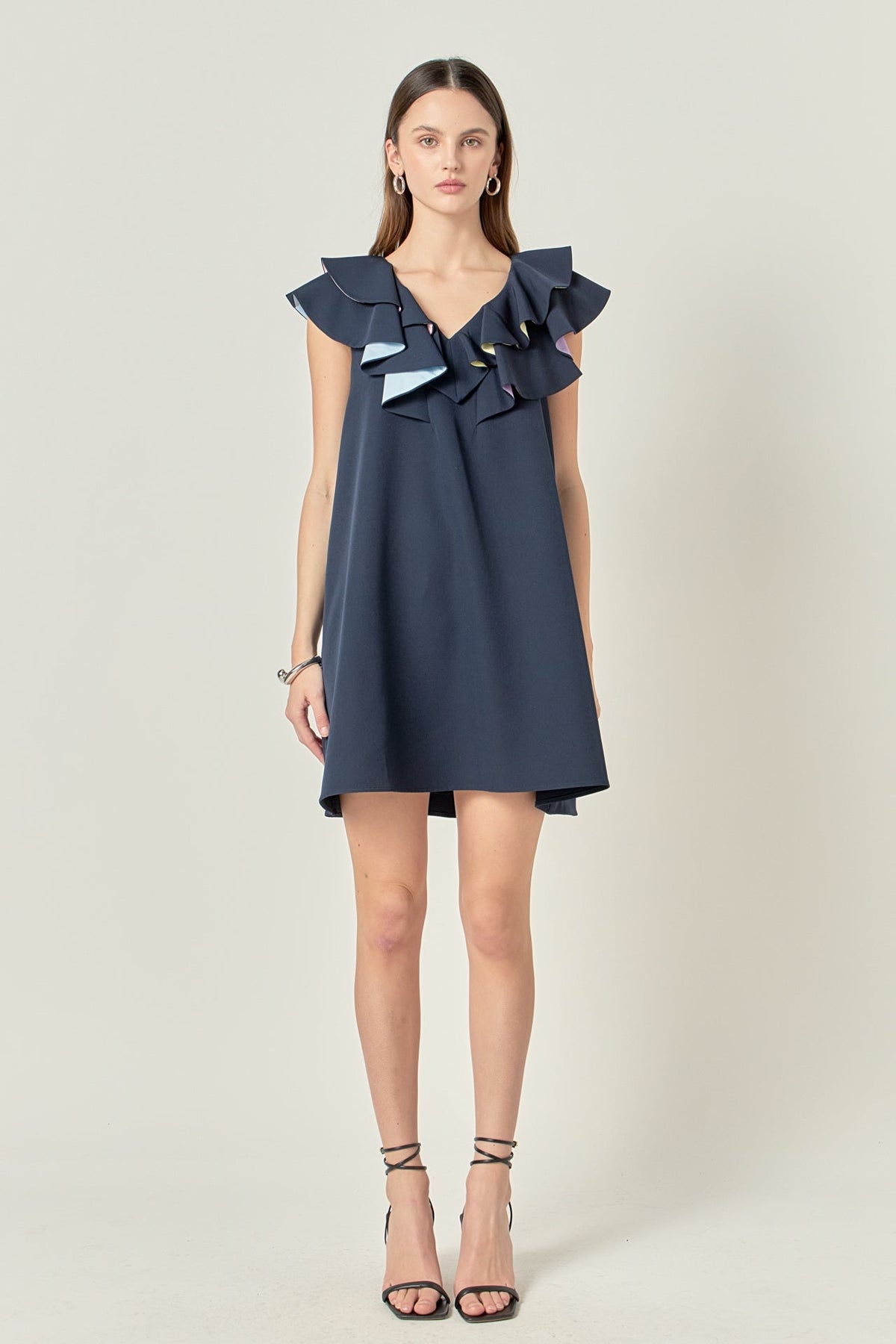 Multi Color Contrast Mini Dress