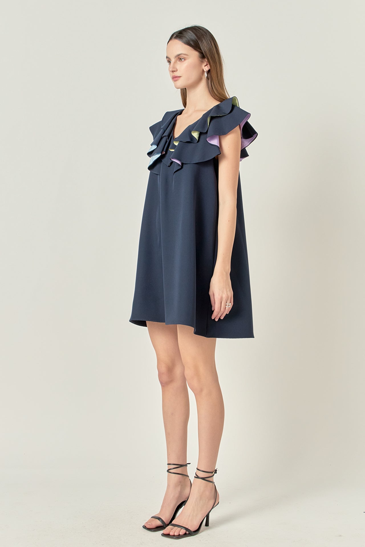 Multi Color Contrast Mini Dress