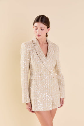 ENDLESS ROSE - Endless Rose - Premium Sequins Tweed Romper - ROMPERS available at Objectrare