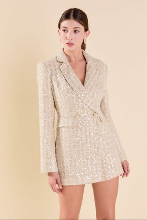 Premium Sequins Tweed Romper