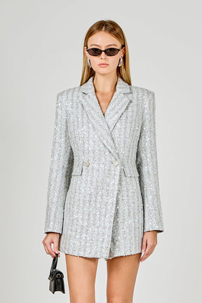 Premium Sequins Tweed Romper