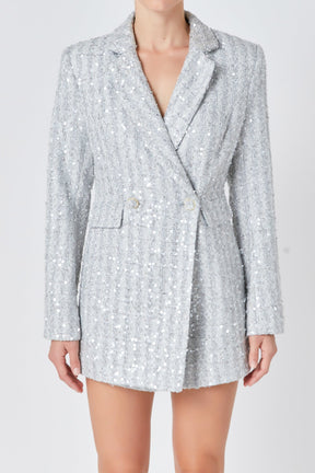 ENDLESS ROSE - Premium Sequins Tweed Romper - ROMPERS available at Objectrare