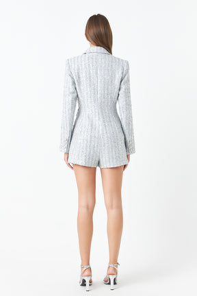 ENDLESS ROSE - Premium Sequins Tweed Romper - ROMPERS available at Objectrare