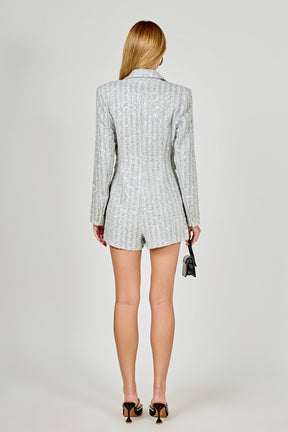 Premium Sequins Tweed Romper