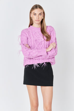 ENDLESS ROSE - Feather Detail Sweater - SWEATERS & KNITS available at Objectrare