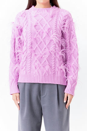 ENDLESS ROSE - Feather Detail Sweater - SWEATERS & KNITS available at Objectrare