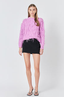 ENDLESS ROSE - Feather Detail Sweater - SWEATERS & KNITS available at Objectrare