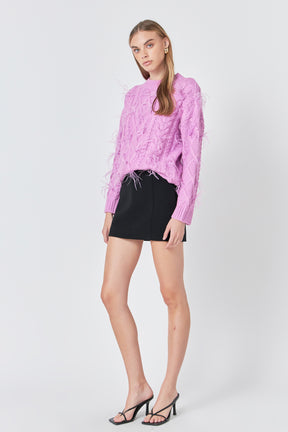 ENDLESS ROSE - Feather Detail Sweater - SWEATERS & KNITS available at Objectrare