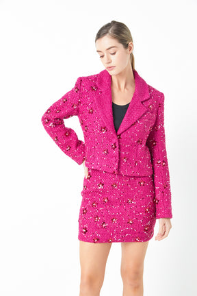 ENDLESS ROSE - Sequins Cropped Blazer - JACKETS available at Objectrare